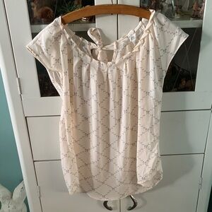 LC Lauren Conrad sz S Elegant Cream Women's Top Bows nwt